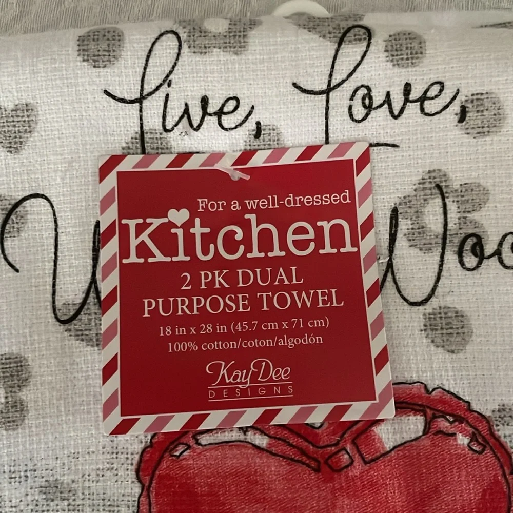 Dachshund Valentine themed kitchen towels
